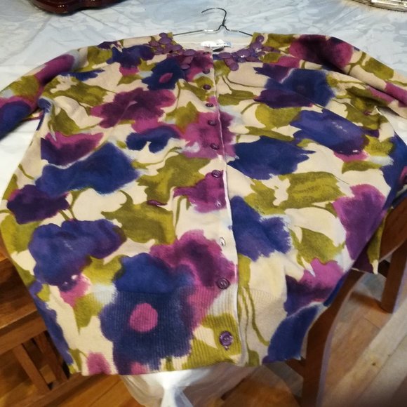 WD NY Embellished cardigan  with purple stones - Picture 1 of 9